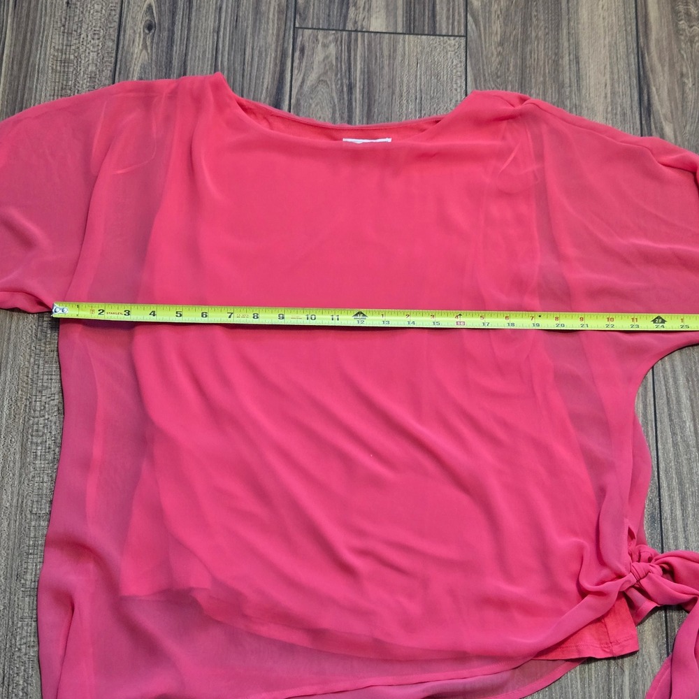Dana Buchanan Pink Chiffon Side Tie Blouse Coral Layered Top XL - Picture 7 of 9